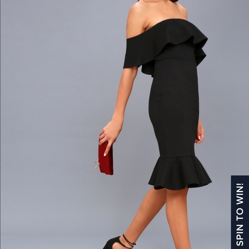 Lulu’s Off the Shoulder Black Bodycon Dress XS!